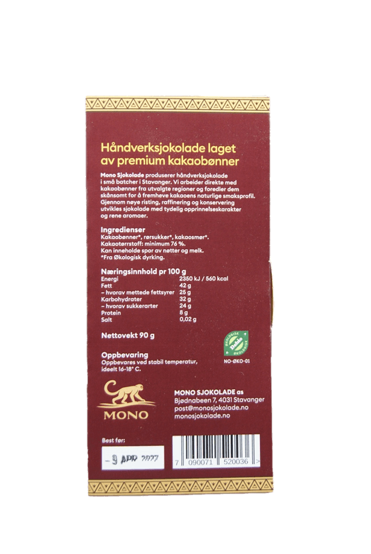 MONO Chocolate Bar Peru Utcubamba 76%